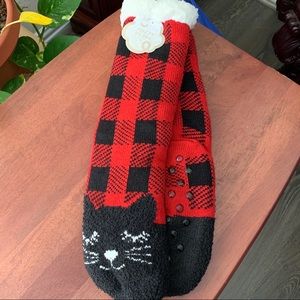 Women’s Kitty Cat Slipper Sock with Fleece Lining
